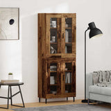 Credenza 2 pcs Legno vecchio Legno Stratificato e Vetro