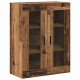 Credenza 2 pcs Legno vecchio Legno Stratificato e Vetro