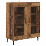 Credenza 2 pcs Legno vecchio Legno Stratificato e Vetro