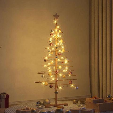 Albero di Natale in legno con supporto Marrone 150 cm Bambù