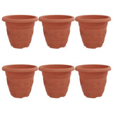 Vaso Rotondo per Fiori 6 pcs Rosso Mattone  22 x 18 cm