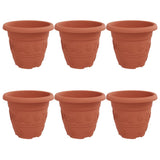 Vaso Rotondo per Fiori 6 pcs Rosso Mattone  26 x 21.5 cm