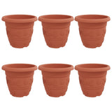 Vaso Rotondo per Fiori 6 pcs Rosso Mattone  34 x 28 cm