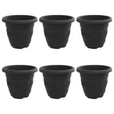 Vaso Rotondo per Fiori 6 pcs Nero  22 x 18 cm Plastica