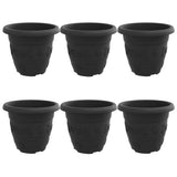Vaso Rotondo per Fiori 6 pcs Nero  26 x 21.5 cm Plastica