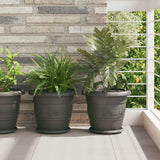 Vaso Rotondo per Fiori 6 pcs Nero  30 x 25 cm Plastica