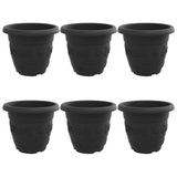 Vaso Rotondo per Fiori 6 pcs Nero  34 x 28 cm Plastica