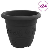 Vaso Rotondo per Fiori 24 pcs Nero  22 x 18 cm Plastica
