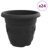 Vaso Rotondo per Fiori 24 pcs Nero  34 x 28 cm Plastica