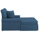 Chaise Longe con Gonna con cuscino 3 pcs Blu Tessuto
