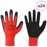 Guanti da Lavoro 24 pcs Rosso e Nero 7 / S