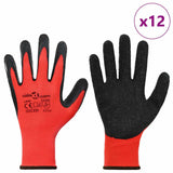 Guanti da Lavoro 12 pcs Rosso e Nero 8 / m