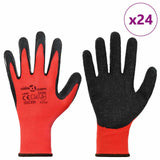 Guanti da Lavoro 24 pcs Rosso e Nero 8 / m