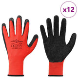 Guanti da Lavoro 12 pcs Rosso e Nero 10 / xl