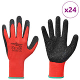 Guanti da Lavoro 24 pcs Rosso e Nero 11 / XXL