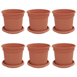 Vasi per Piante 6 pcs Rosso Mattone  15 x 12 cm Plastica