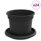 Vasi per Piante 24 pcs Nero  12,5 x 10 cm Plastica