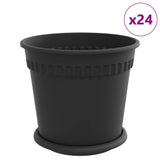 Vasi per Piante 24 pcs Nero  19 x 16 cm Plastica