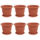 Vasi per Piante 6 pcs Rosso Mattone  22 x 18 cm Plastica