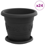 Vasi per Piante 24 pcs Nero  22 x 18 cm Plastica