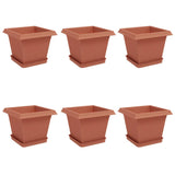 Vasi per Piante 6 pcs Rosso Mattone 20 x 20 x 16 cm Plastica