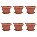 Vasi per Piante 6 pcs Rosso Mattone 38 x 38 x 30 cm Plastica
