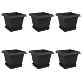 Vasi per Piante 6 pcs Nero 20 x 20 x 16 cm Plastica