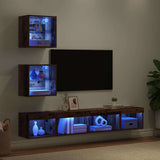 Unità a muro per TV con LED con led 5 pcs Legno vecchio
