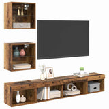 Unità a muro per TV con LED con led 5 pcs Legno vecchio