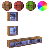 Unità a muro per TV con LED con led 5 pcs Legno vecchio