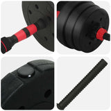 Set di Manubri 2-in-1 30kg Nero e Rosso