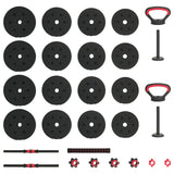 Set di Manubri 4-in-1 30kg Nero e Rosso