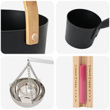 Set Secchio Sauna 5 pcs Nero 8.5 x 8 x 4.5 cm Alluminio