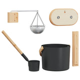 Set Secchio Sauna 5 pcs Nero 8.5 x 8 x 4.5 cm Alluminio