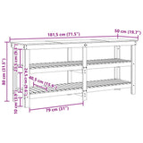Banco da lavoro Marrone cerato 181.5 x 50 x 80 cm Pino massello