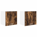Armadio pensile con porta 2 pcs Rovere Affumicato e Bianco