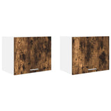 Armadio pensile con porta 2 pcs Rovere Affumicato e Bianco