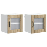 Mobile in vetro da parete Lucca 2 pcs Rovere Sonoma