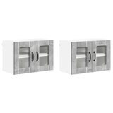 Mobile in vetro da parete Lucca 2 pcs Grigio Cemento