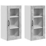 Mobile in vetro da parete Lucca 2 pcs Grigio Cemento