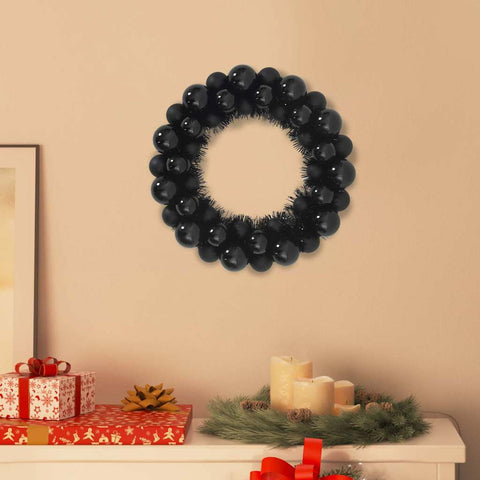 Corone di Palline di Natale 2 pcs Nero 33 x 33 x 7 cm