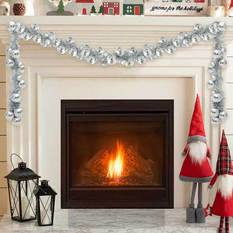 Ghirlanda di Palline di Natale Argento 186 cm Polistirolo