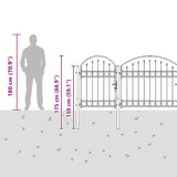 Cancello da Giardino con Parte Superiore Arcuata Grigio