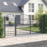 Cancello da Giardino con Parte Superiore Arcuata Grigio