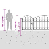 Cancello da Giardino con Parte Superiore Arcuata Grigio
