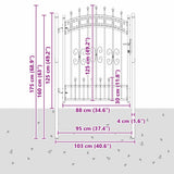 Cancello con Punta a Lancia Grigio 103 x 125 cm Acciaio