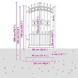 Cancello con Punta a Lancia Grigio 103 x 150 cm Acciaio