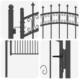 Cancello con Punta a Lancia Grigio 103 x 175 cm Acciaio