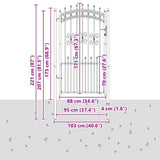 Cancello con Punta a Lancia Grigio 103 x 175 cm Acciaio