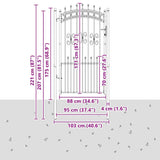 Cancello con Punta a Lancia Grigio 103 x 175 cm Acciaio